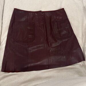 katayone Adeli Maroon Leather Skirt